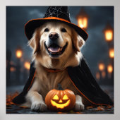 Schattige Halloween Golden Retriever Dog Oktober H Poster (Voorkant)