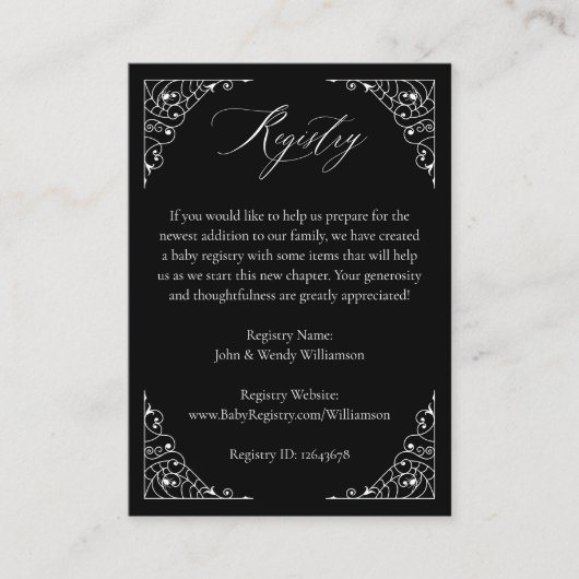 Schattige  Halloween Gothic Baby Mobile Registry Informatiekaartje (Voorkant)