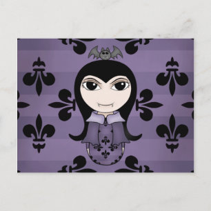 Schattige Halloween Gotische vampier meisje in paa Briefkaart