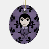 Schattige Halloween Gotische vampier meisje in paa Keramisch Ornament (Rechts)