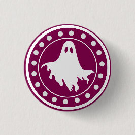 Schattige Halloween Griezelige Geest Oranje & Wit Ronde Button 3,2 Cm
