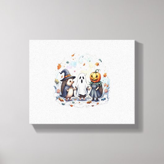 Schattige Halloween Hedgehogs kostuum Canvas Afdruk (Voorkant)