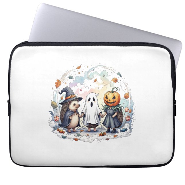 Schattige Halloween Hedgehogs kostuum Laptop Sleeve (Voorkant)