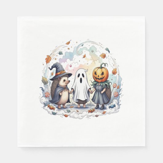 Schattige Halloween Hedgehogs kostuum Servet (Voorkant)