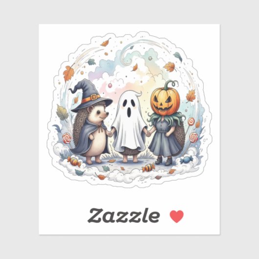Schattige Halloween Hedgehogs kostuum Sticker (Vel)