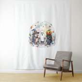 Schattige Halloween Hedgehogs kostuum Wandkleed (In situ)