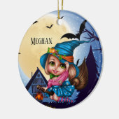 schattige Halloween heks add name Keramisch Ornament (Links)