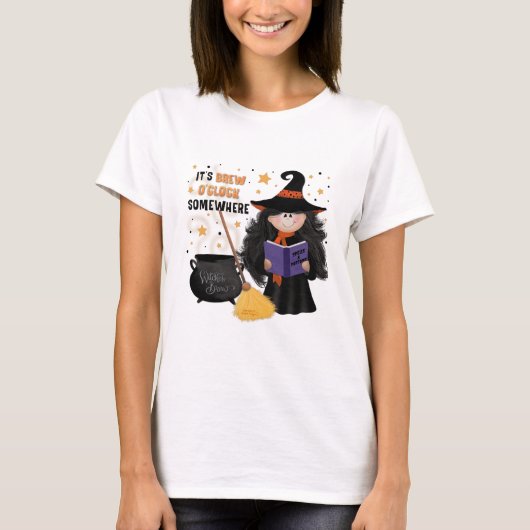 Schattige Halloween Heks Brew Cauldron Fun T-shirt (Voorkant)