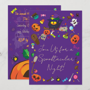 Schattige Halloween Heks Geest Pompoen Kaart