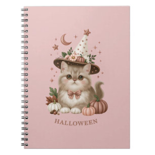 Schattige Halloween Heks Kat Pompoen Notitieboek