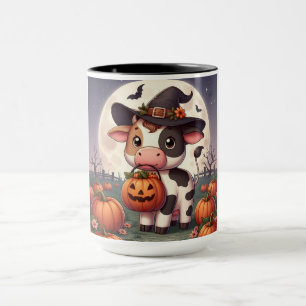 Schattige Halloween heks koe Mok