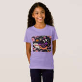 Schattige Halloween heks met bloemen en pompoen T-shirt (Voorkant volledig)