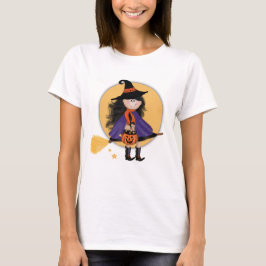 Schattige Halloween Heks Moon Pompoen Plezier T-shirt