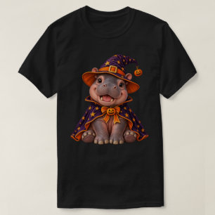 Schattige Halloween Heks Nijlpaard Grappige Tovena T-shirt