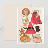 Schattige Halloween Heks 🎃 Papieren Poppen Briefkaart (Voorkant / Achterkant)