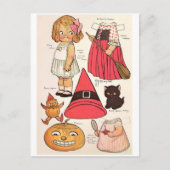 Schattige Halloween Heks 🎃 Papieren Poppen Briefkaart (Voorkant)