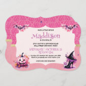 Schattige Halloween Heks Verjaardagsfeest Kaart (Voorkant / Achterkant)