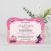 Schattige Halloween Heks Verjaardagsfeest Kaart (Staand voorkant)