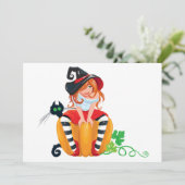 Schattige Halloween Heksen Uitnodigingen (Staand voorkant)
