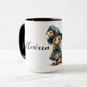Schattige Halloween heksenkind Mok (Voorkant links)