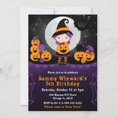 Schattige Halloween Heksenpompoenen Verjaardagsfee Kaart (Voorkant)