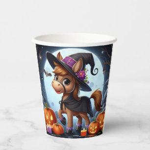 Schattige Halloween/Herfst paard, vleermuis & pomp Papieren Bekers
