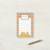 Schattige Halloween-herfststrepen en pompoenen Post-it® Notes (Op bureau)