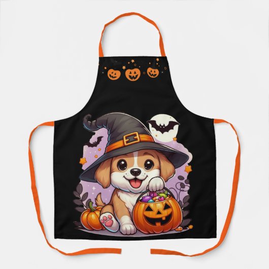 Schattige Halloween hond/puppy Schort (Voorkant)
