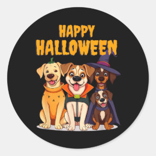 Schattige Halloween-honden Grappig - Uniek ontwerp Ronde Sticker