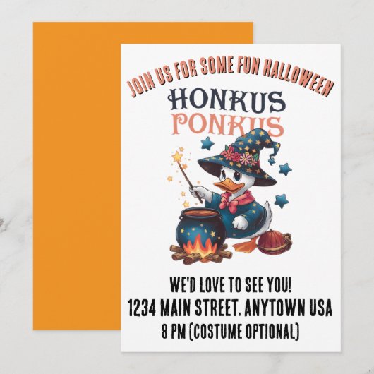 Schattige Halloween Honkus Ponkus Kaart (Voorkant / Achterkant)