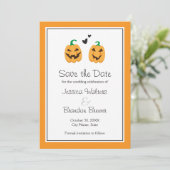 Schattige Halloween-huwelijksaankondiging om de da Save The Date (Staand voorkant)