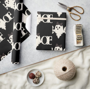 Schattige Halloween-inpakpapier - "Boo" Ghost Cadeaupapier