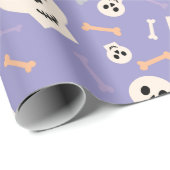 Schattige Halloween inpakpapier met schedel en Bot (Rol Hoek)