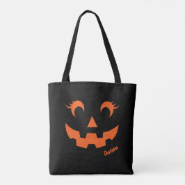 Schattige Halloween Jack O'Lantern Pompoen Zwart Tote Bag