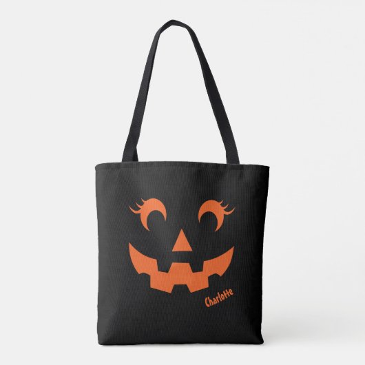 Schattige Halloween Jack O'Lantern Pompoen Zwart Tote Bag (Achterkant)