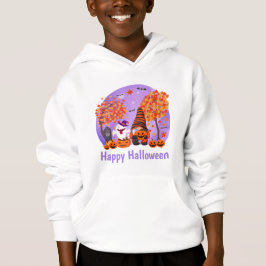 Schattige Halloween-kabouter en geest met tekst Jo