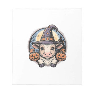 Schattige Halloween Kalf Heksenhoed Vintage Gravur Notitieblok