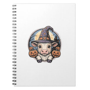 Schattige Halloween Kalf Heksenhoed Vintage Gravur Notitieboek