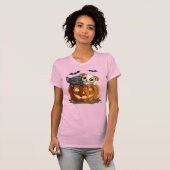 Schattige Halloween kat en hond T-shirt (Voorkant volledig)