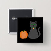 Schattige Halloween kat en pompoen Vierkante Button 5,1 Cm (Voorkant /achterkant)