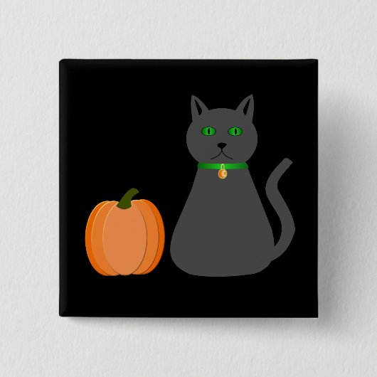 Schattige Halloween kat en pompoen Vierkante Button 5,1 Cm (Voorkant)