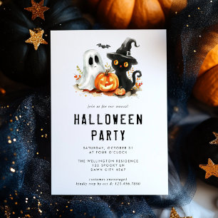 Schattige Halloween kat geesten pompoen feest Kaart
