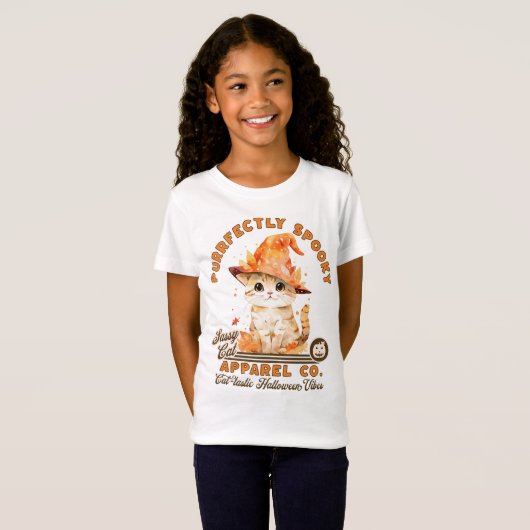 Schattige Halloween Kat Heks Pet Spooky T-shirt (Voorkant volledig)