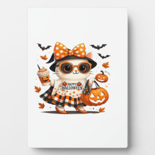 Schattige Halloween Kat � Kawaii Heksenkitty met P Fotoplaat