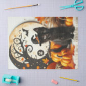 Schattige Halloween Kat Maan Pompoen Tissuepapier (Craft)