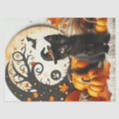 Schattige Halloween Kat Maan Pompoen Tissuepapier (Voorkant)