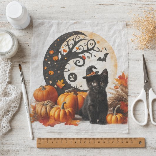 Schattige Halloween Kat Maan Pompoen Tissuepapier