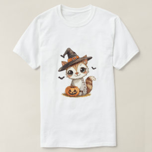 Schattige Halloween kat met pompoen T-shirt