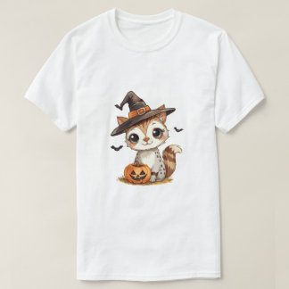 Schattige Halloween kat met pompoen T-shirt