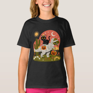 Schattige Halloween Kat op Dinosaurus – Spetterple T-shirt